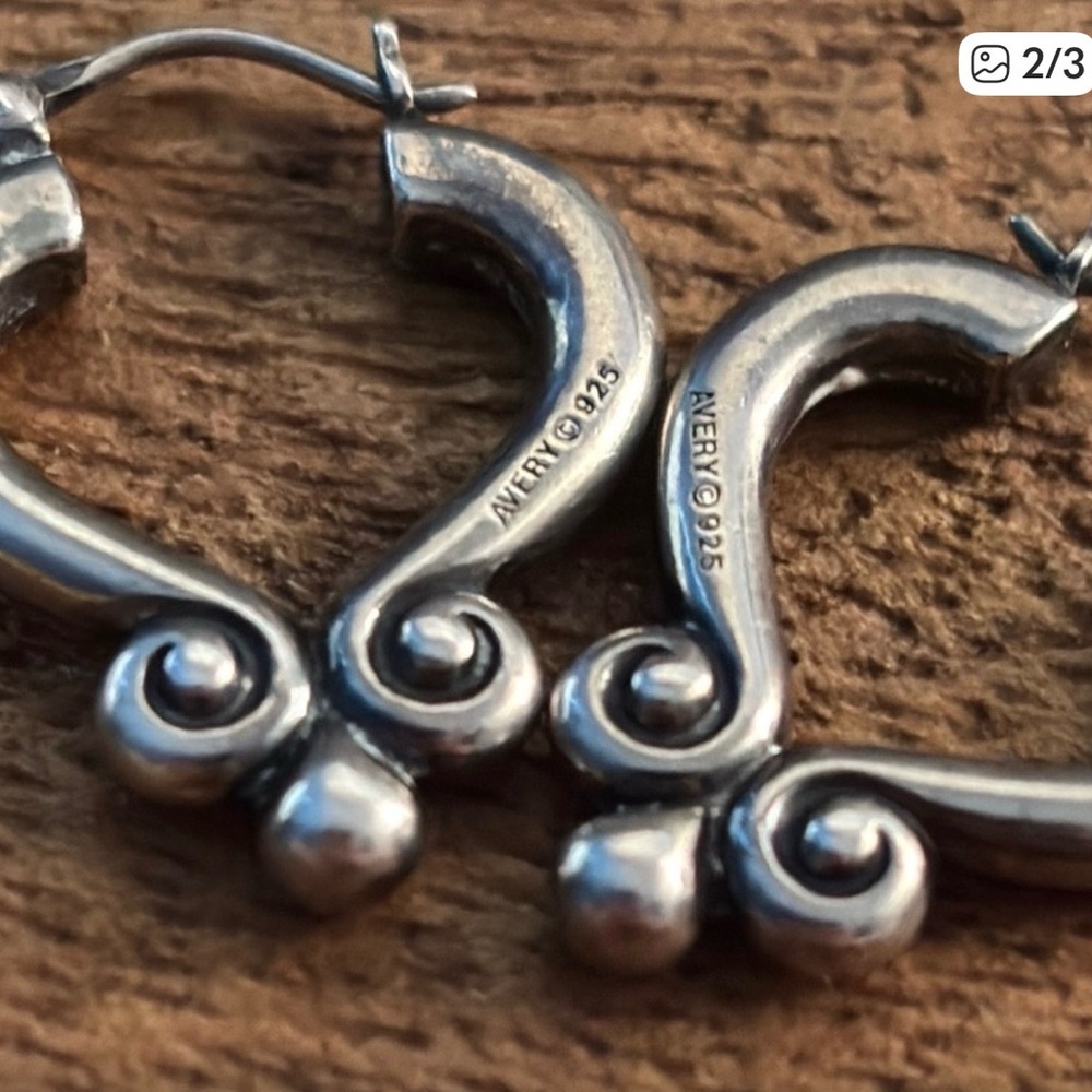 *RETIRED* James Avery Silver Scroll Earrings - Picture 2 of 3